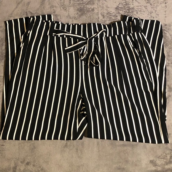 plus size striped trousers